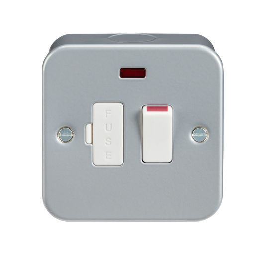 Knightsbridge M6300N metal clad switched fused spur neon grey