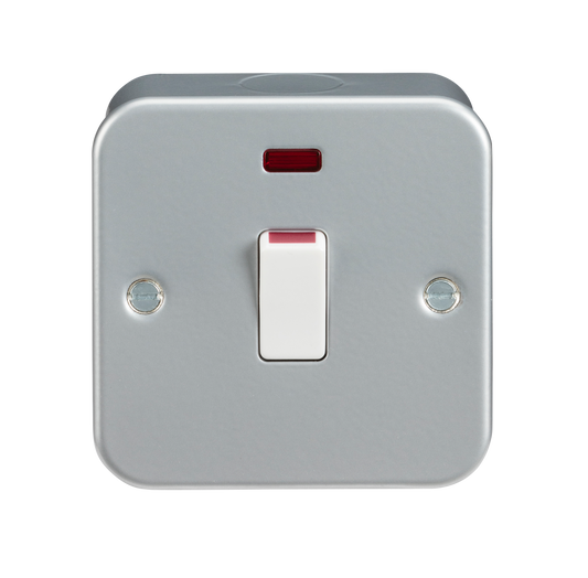 Knightsbridge M8341N metal clad 20A DP switch neon grey
