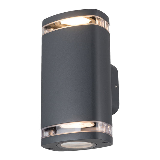 Wide Twin GU10 facade wall light graphite