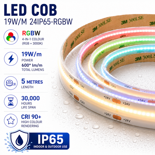 LED Tape COB 19W/M RGBW IP65 - 5M Reel