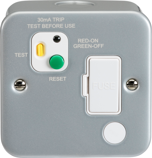Knightsbridge M6RCD metal clad RCD fused spur grey
