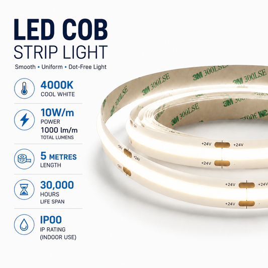 LED Tape COB 10W/M Cool White 4000K - 5M Reel