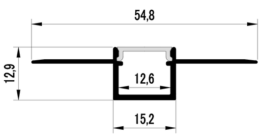 Plaster-In Aluminium LED Profile 15mm