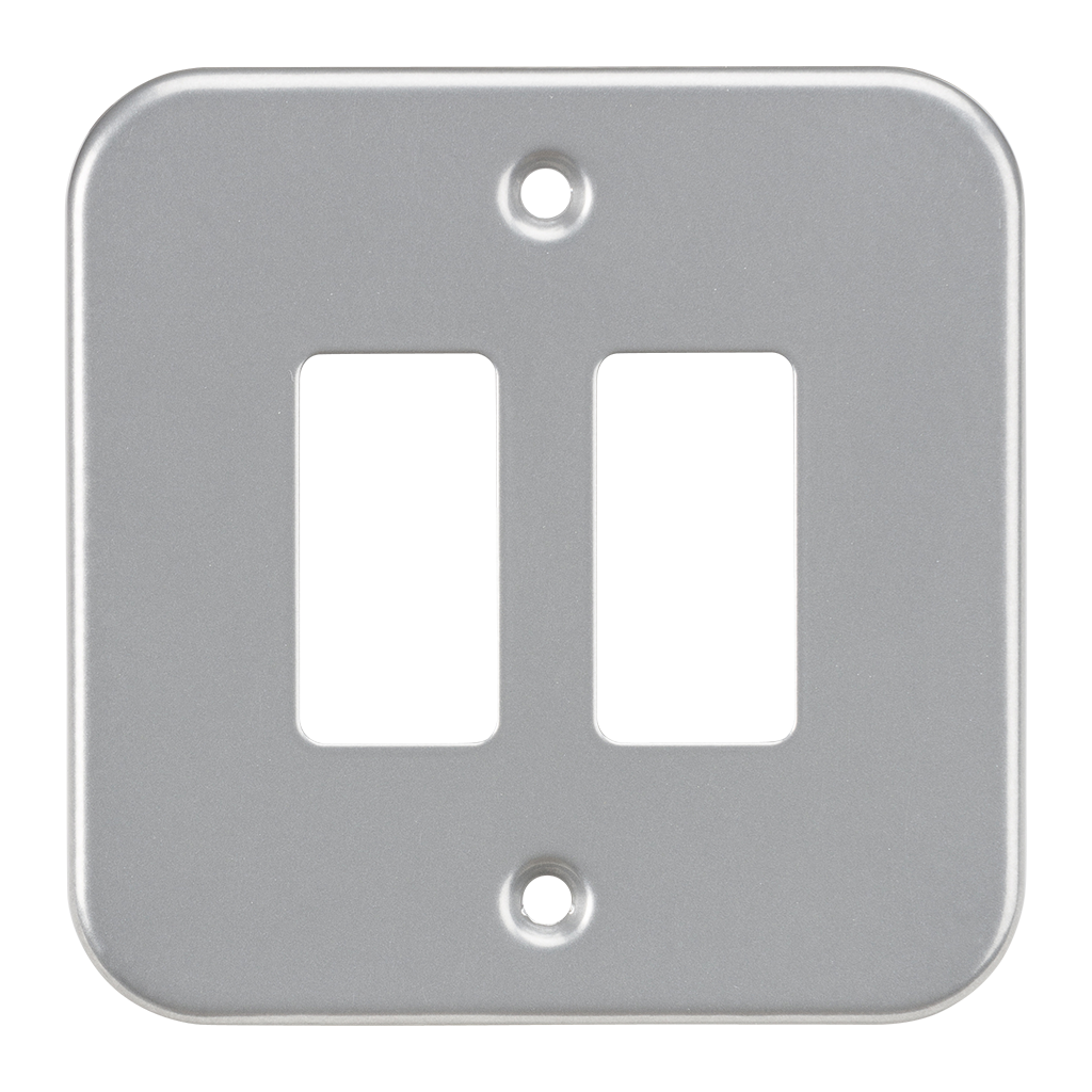 Knightsbridge GDFP002M metal clad 2G grid faceplate grey