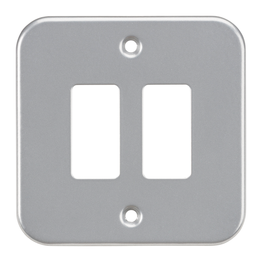 Knightsbridge GDFP002M metal clad 2G grid faceplate grey