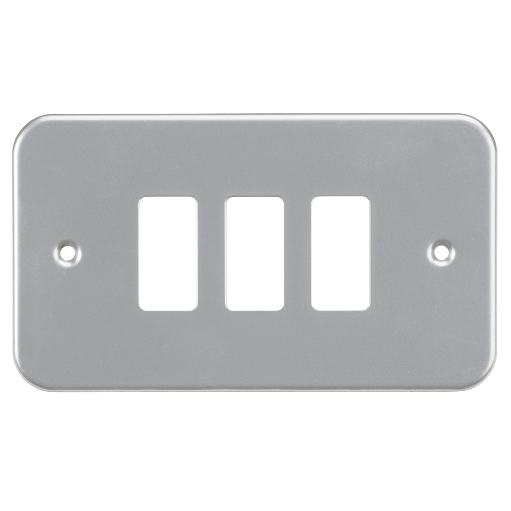 Knightsbridge GDFP003M metal clad 3G grid faceplate grey