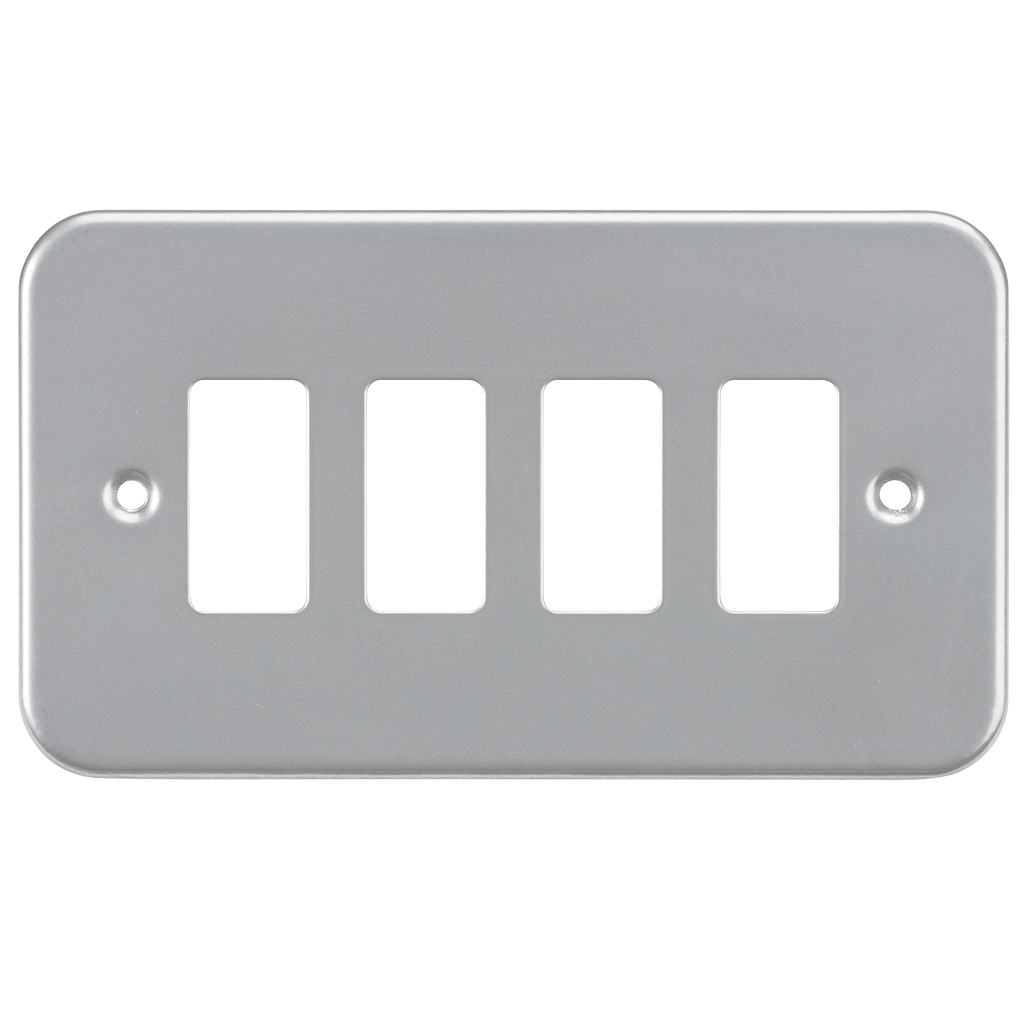 Knightsbridge GDFP004M metal clad 4G grid faceplate grey