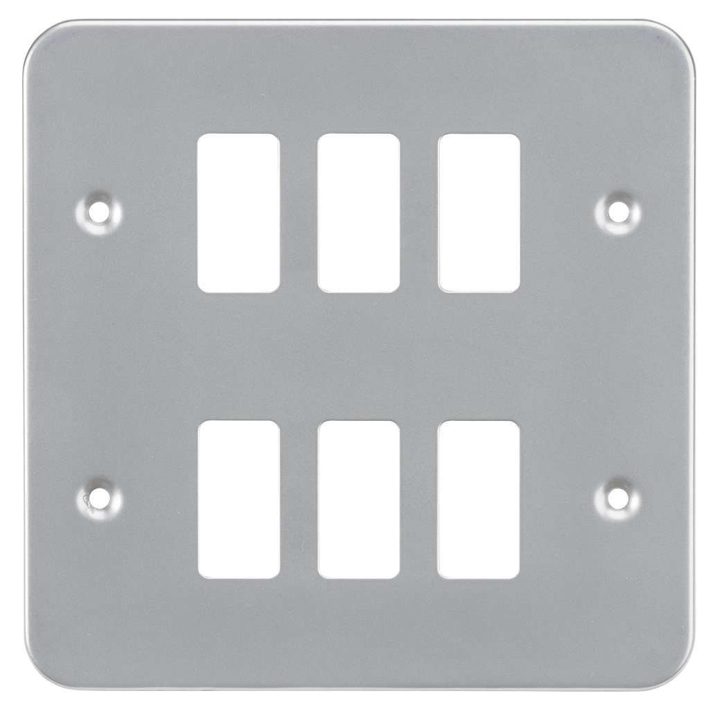 Knightsbridge GDFP006M metal clad 6G grid faceplate grey
