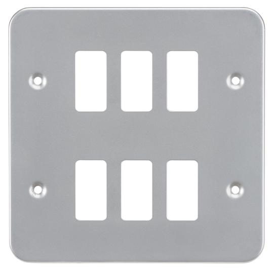 Knightsbridge GDFP006M metal clad 6G grid faceplate grey
