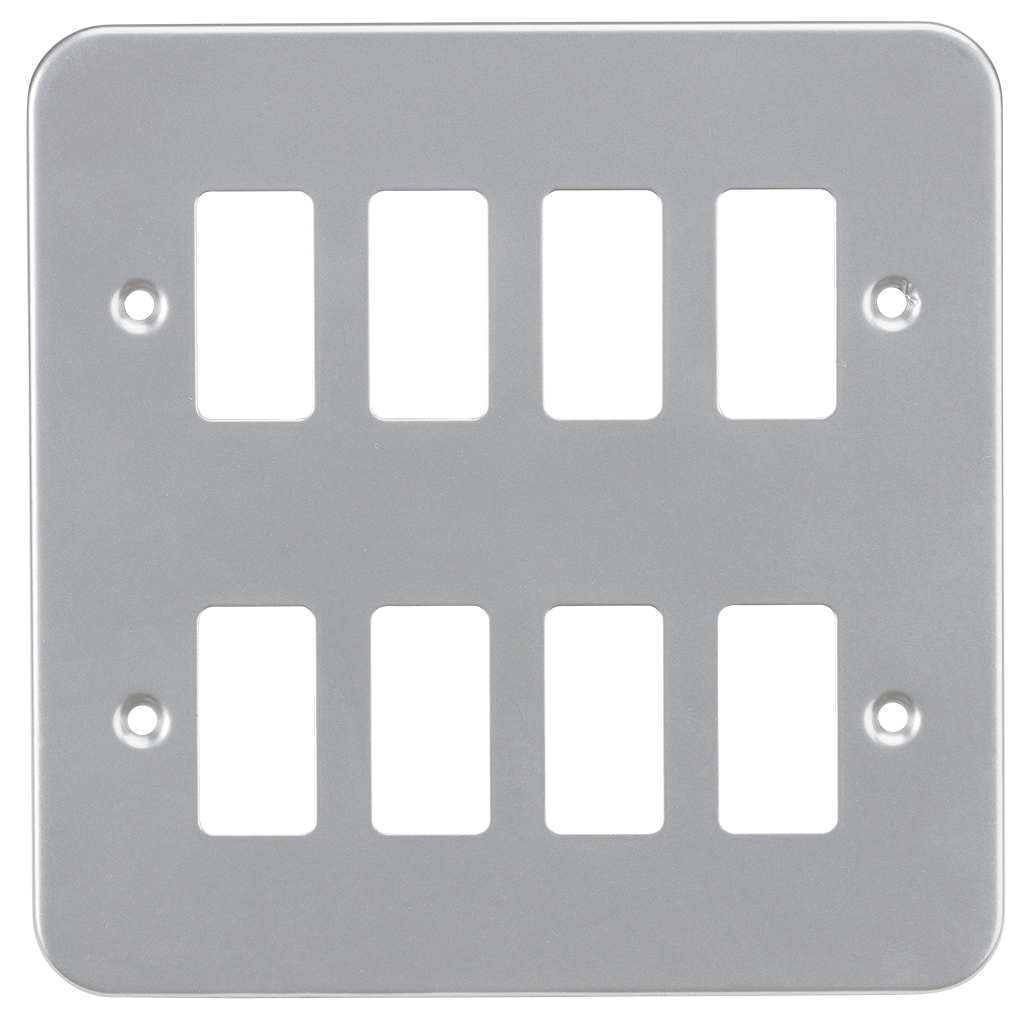 Knightsbridge GDFP008M metal clad 8G grid faceplate grey