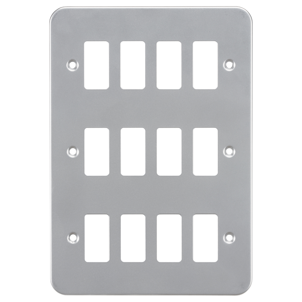 Knightsbridge GDFP0012M metal clad 12G grid faceplate grey