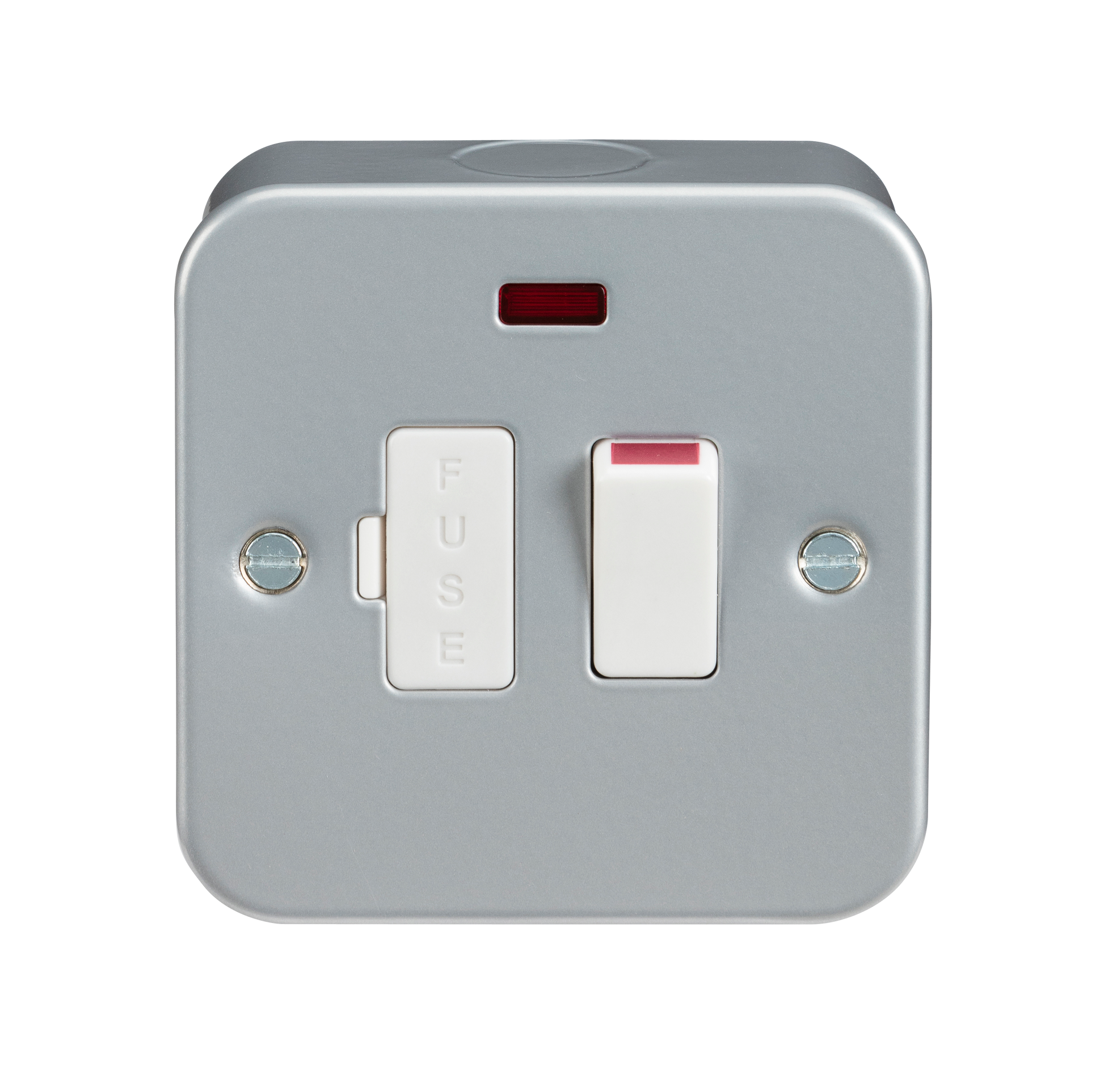 Knightsbridge M6300N metal clad switched fused spur neon grey