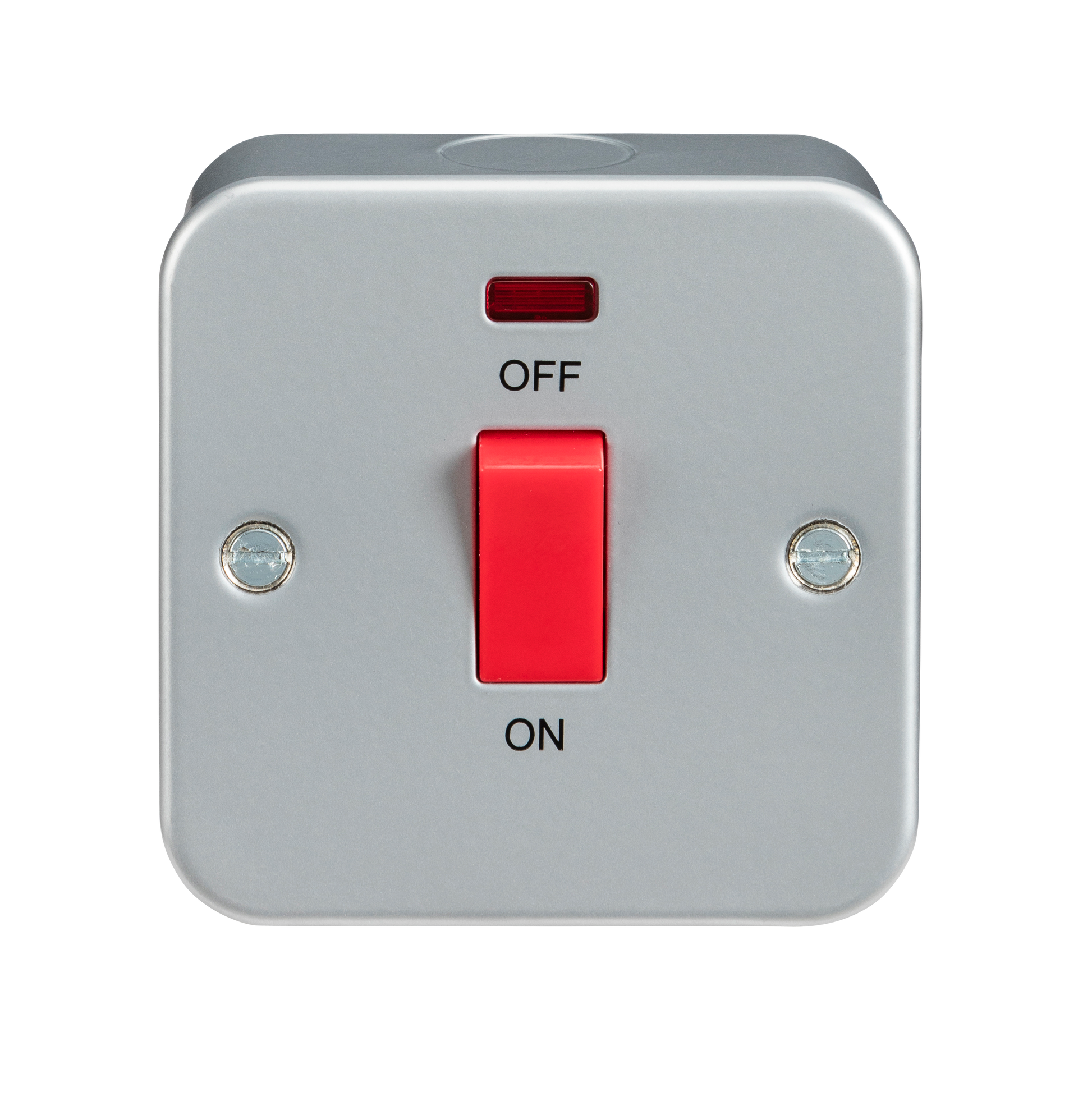 Knightsbridge M8331N metal clad 45A DP switch neon grey