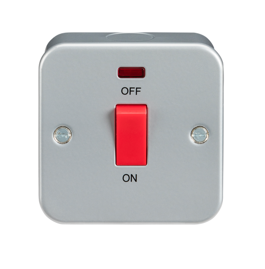 Knightsbridge M8331N metal clad 45A DP switch neon grey