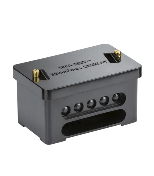 100A 2 x 5-Way (Double Pole) Service Connector Block - Brass Terminals