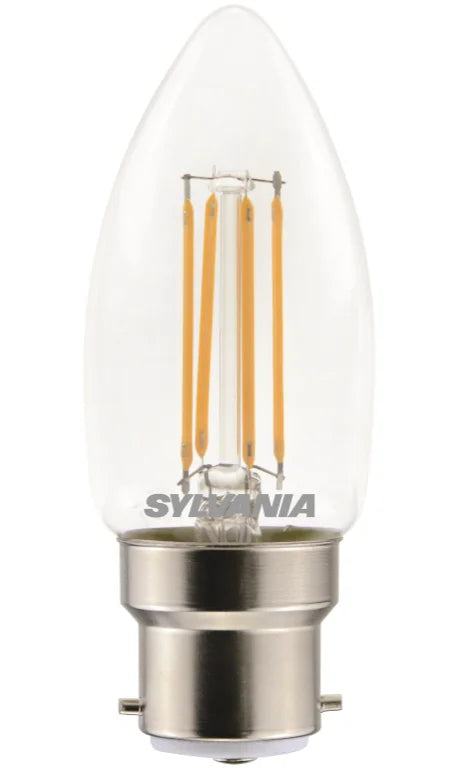 Sylvania LED Filament Candle 4.5W BC B22 Warm DIMMABLE