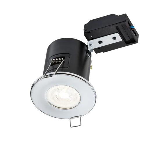 230V IP20 Fixed GU10 Fire-Rated Downlight - Chrome