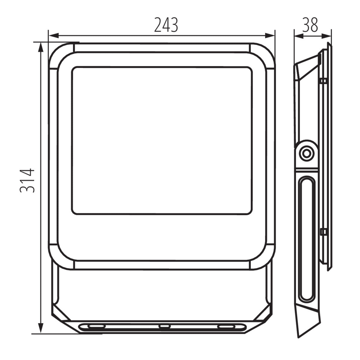 Kanlux IQ-LED FL 90W dimensions diagram