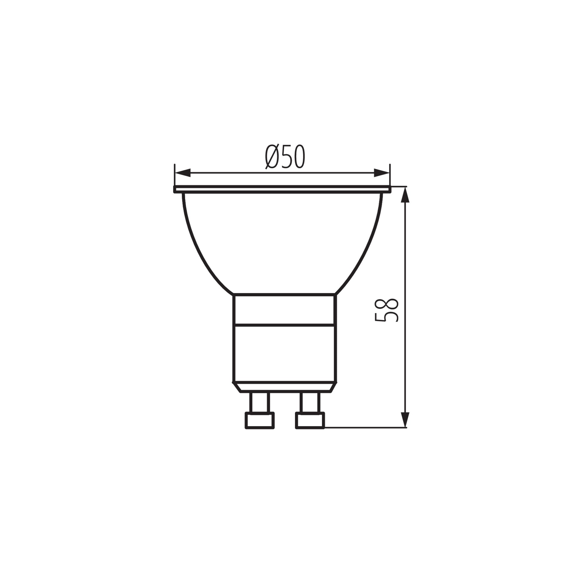 Kanlux K-LED GU10 7W dimensions diagram