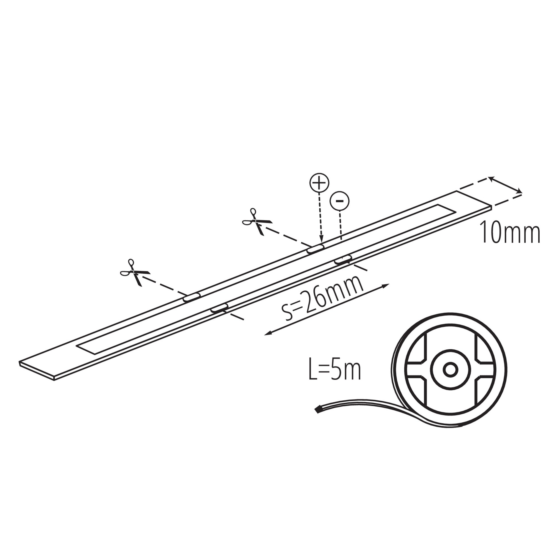 LED Tape COB 14W/M CCT IP65 dimensions diagram