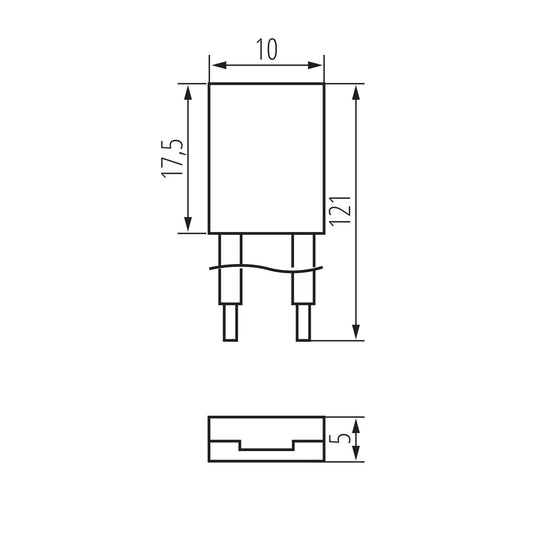 8mm LED Strip Connector with Power Lead dimensions