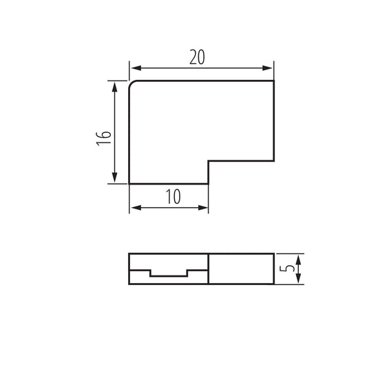 8mm LED Strip L-Shape Corner Connector dimensions