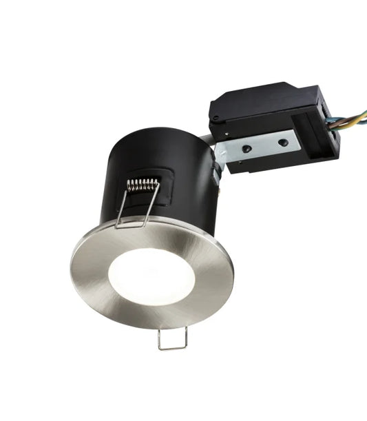 230V IP20 Fixed GU10 Fire-Rated Downlight- Brushed Chrome