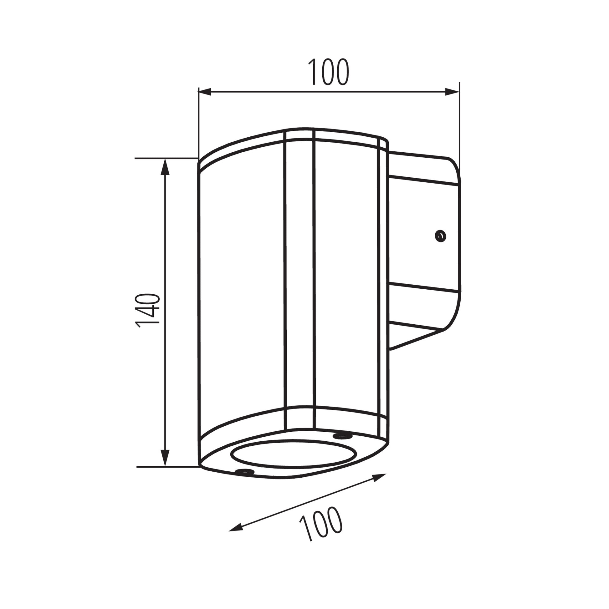 GU10 facade wall light dimensions diagram