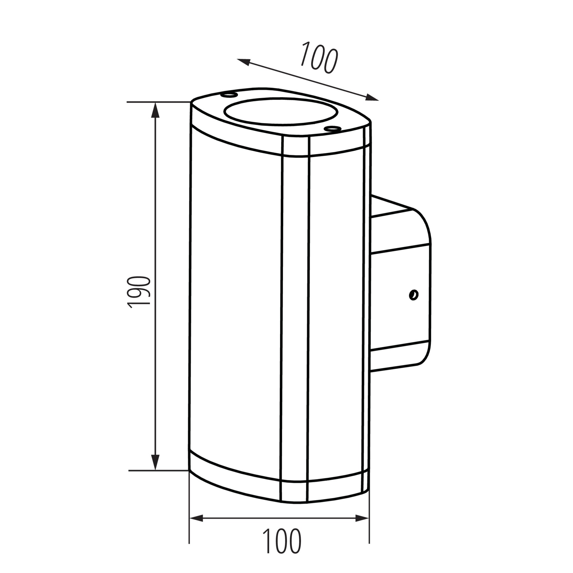 Twin GU10 facade wall light dimensions diagram