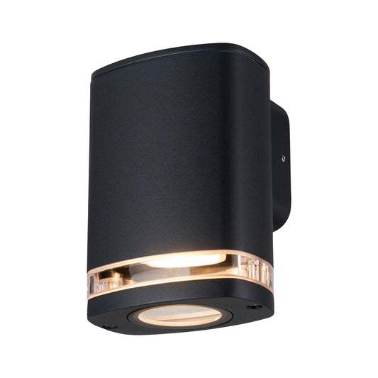 Wide GU10 facade wall light black