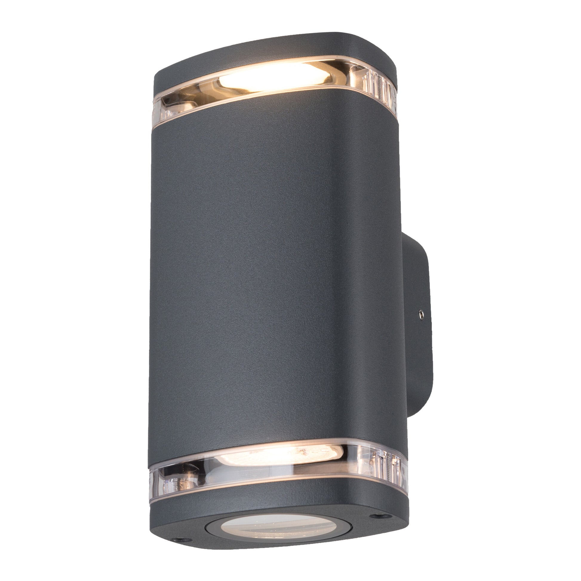 Wide Twin GU10 facade wall light graphite