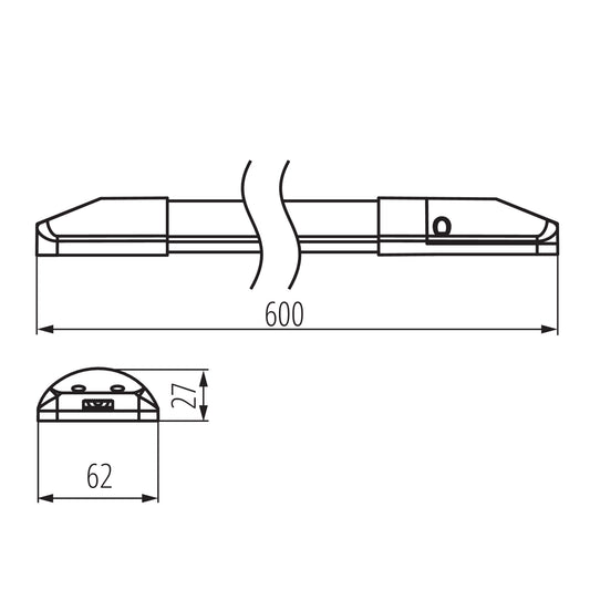 2FT LED Linear Batten dimensions diagram