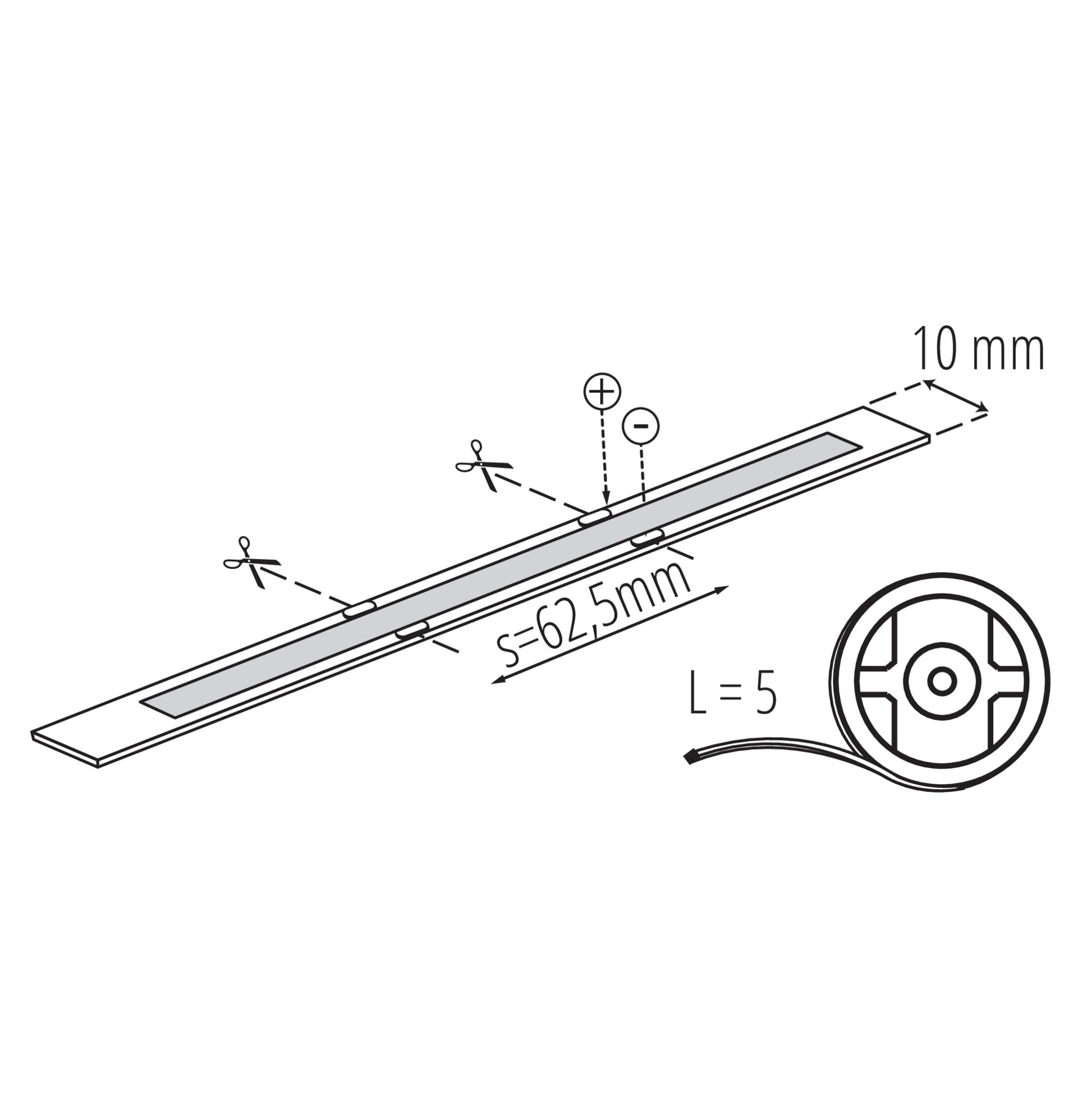 LED Tape COB Digital 16W/M RGB IP65 dimensions diagram