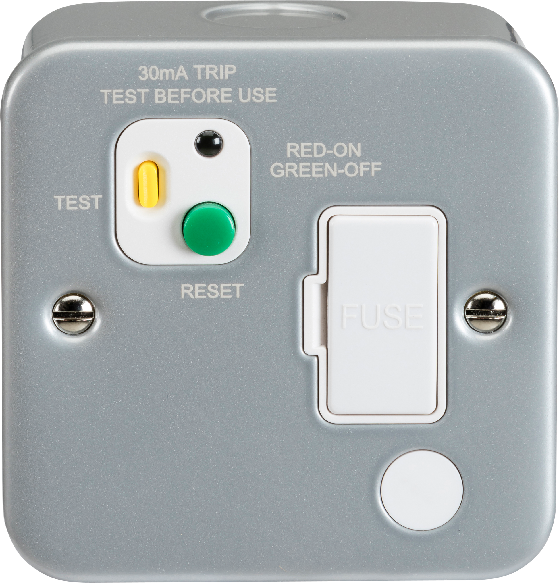 Knightsbridge M6RCD metal clad RCD fused spur grey