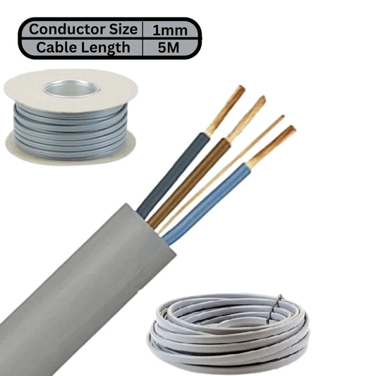 6243Y Electrical Cable 1mm/1.5mm 3 Core & Earth Domestic Wiring Grey 100M