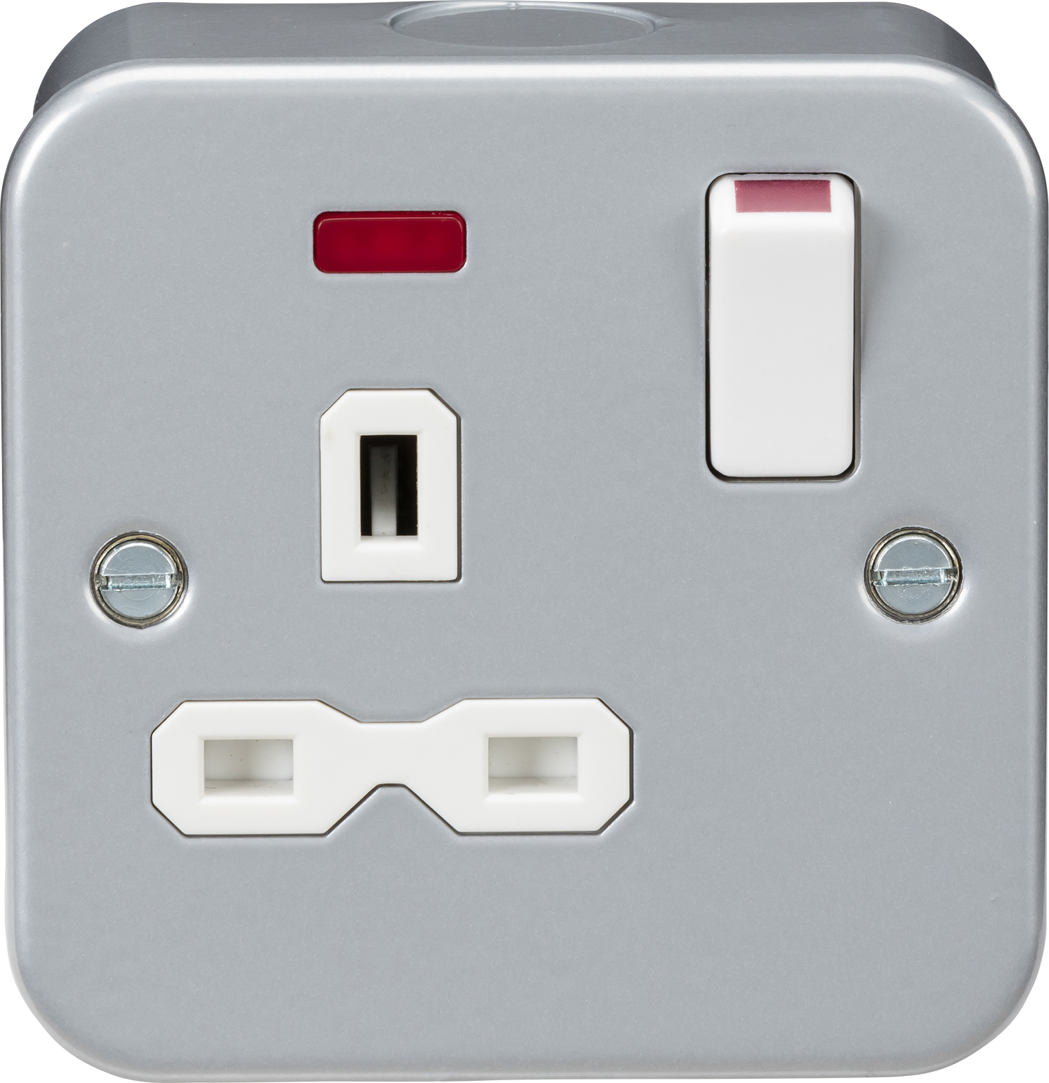 Knightsbridge MR7000N metal clad 13A 1G switched socket neon grey