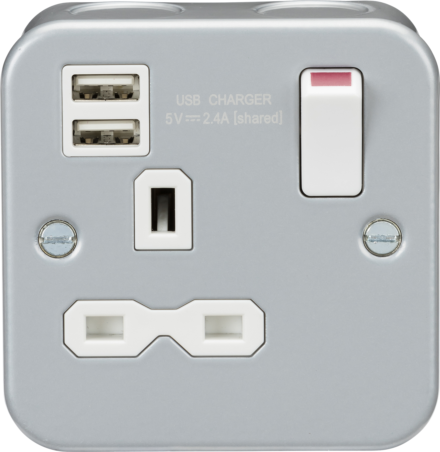 Knightsbridge MR9124 metal clad 13A socket dual USB grey