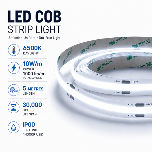 LED Tape COB 10W/M Daylight 6500K - 5M Reel