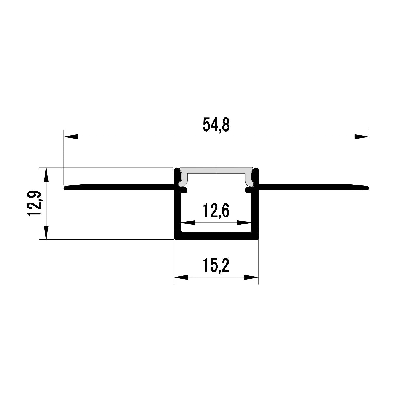 Plaster-In Aluminium LED Profile 15mm