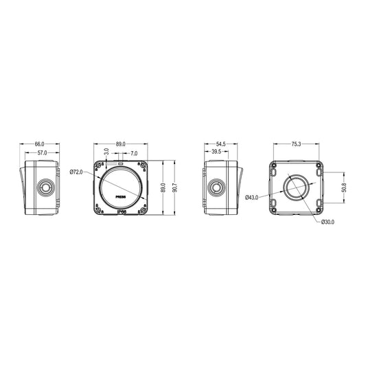 OP21 dimensions line drawing