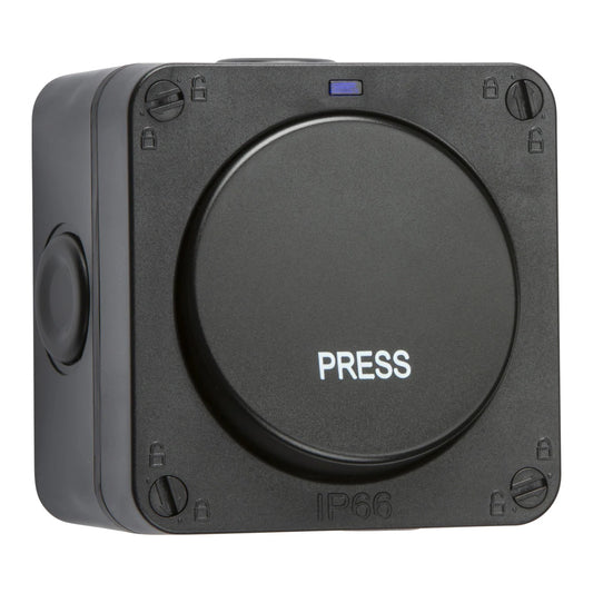 Knightsbridge OP21 IP66 20AX 1G retractive switch black