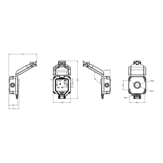 OP7N dimensions line drawing