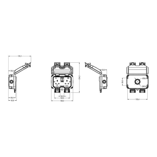 OP94 dimensions line drawing