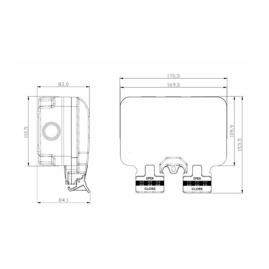 OP9KW wiring/dimensions diagram