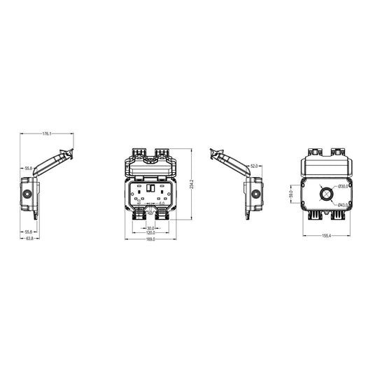 OP9N dimensions line drawing
